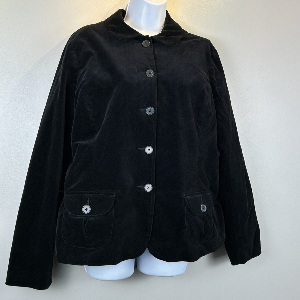 Lands End Velvet Blazer Womens Large Black Lined Jacket Preppy Heritage Classic - Picture 4 of 15